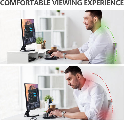 2 43.3" TAVR Furniture Dual Monitor Stand Riser, Computer Monitor Stands for Monitors, Extra Long Multifunctional