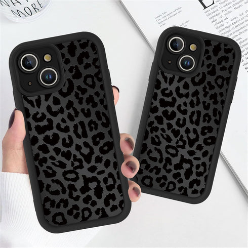 lioscre 13 6.1", Cute Cheetah Print Phone Case for iPhone Case Aesthetic Luxury Black Leopard Pattern Design Cover