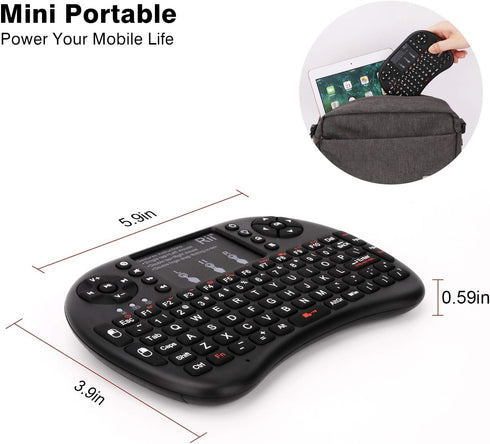 Rii Mini Wireless Bluetooth Keyboard with Touchpad, Supports Bluetooth and 2.4GHz Wireless Connection for Smartphones,