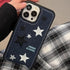 Casechics iPhone 14 Case, Cool Denim Fabric Embroidery Star, Soft Shockproof Cover - Blue