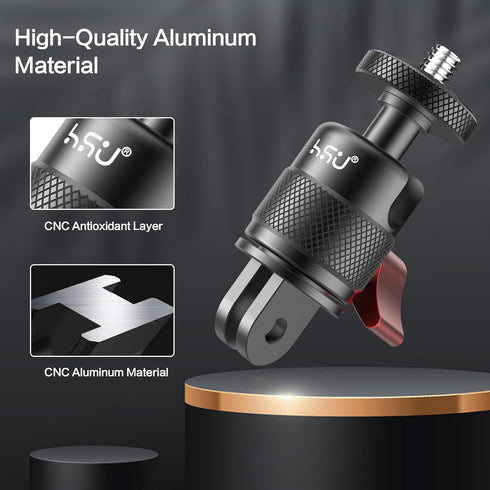 HSU 360 Degree Rotation Camera Tripod Mount Adapter, 1/4"-20 Camera Mount Compatible with GoPro/Sony/Sjcam/ Insta360
