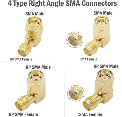 SMA Adapter Kit, 18pcs Gold Plated, Compatible with FPV Antennas, Ham Radio, WiFi Router, etc.