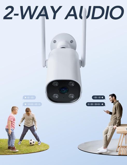 GNCC Outdoor Camera, 2K Cameras for Home Security Outside, Motion Detection, Night Vision, 24/7 Recording, 2 Way Audio
