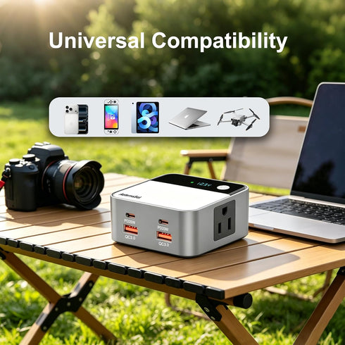 AeternaSol 200W 12V 110V car Inverter Power Outlet DC to AC car Adapter for Plug Outlet, Portable Fast Charging Port
