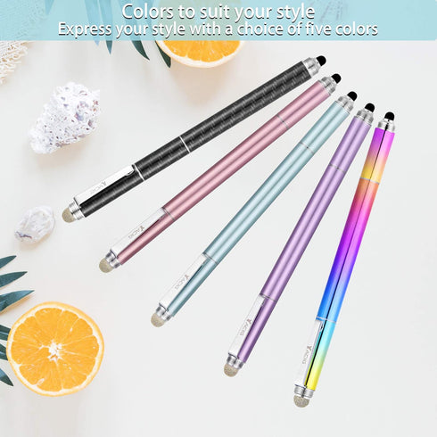 Capacitive Stylus Pen, 4-in-1 High Sensitivity and Precision Touch Screen Stylus with Clear Disc Tip, Black Rubber Tip