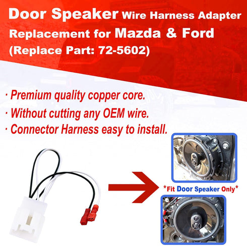 72-5602 Car Replacement Door Speaker Wiring Harness for 2011-2021 Ford F-150, Fusion, Escape, Focus, 2 PCS