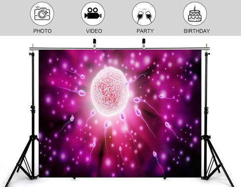 KeyWork 7x7ft Fertilization Science Illustration Backdrop Reproductive Biology Photography Background for Health Fair