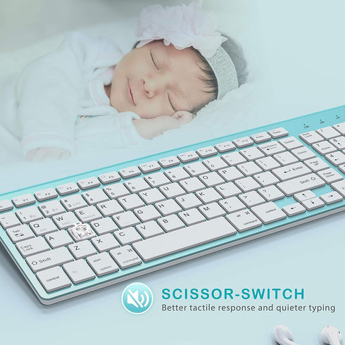 J JOYACCESS Bluetooth Wireless Keyboard, Mac Compatible Multi Device Wireless Keyboard for Laptop, Android, Windows,