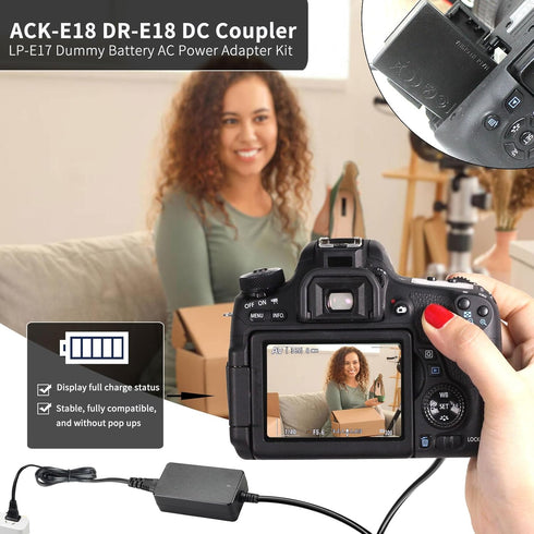 F1TP ACK-E18 AC Power Supply Adapter, DR-E18 DC Coupler Kit for Canon EOS Rebel Cameras