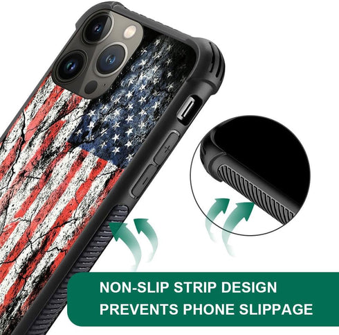 DJSOK Distressed Flag Case for iPhone 15 Pro Max - Rugged Dual Layer Shockproof Cover for Men, Boys, and Girls.