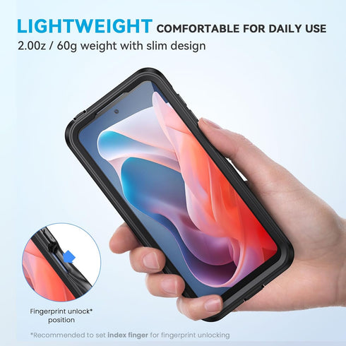 Lanhiem Moto G Play 5G 2024 Case, IP68 Waterproof Dustproof with Built-in Screen Protector, Black