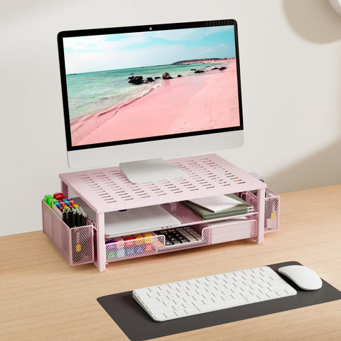 gianotter Monitor Stand with Drawer and Pen Holder, 2-Tier Desk Organizers and Accessories, Ideal for Office Supplies