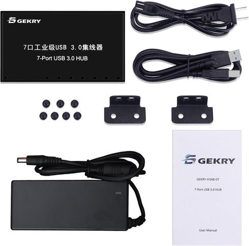 USB 3.0 Hub, 7-Port Powered USB Hub 3.0 with Metal Case, 36W AC Adapter-Type A
