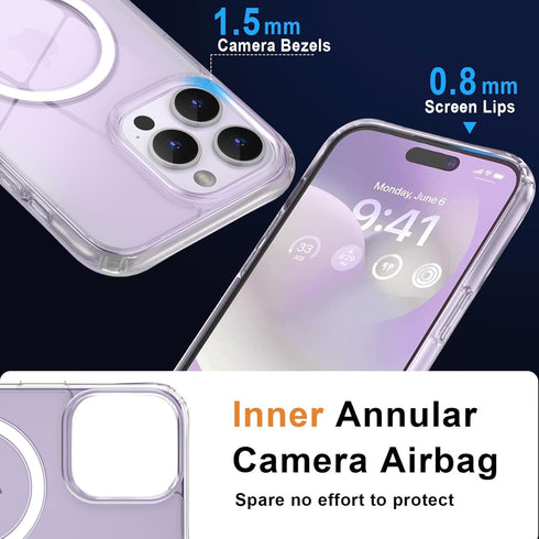 MOCCA Clear Case for iPhone 15 Pro Max, Slim Shockproof, Military Drop Protection, Non-Yellowing, MagSafe Compatible.