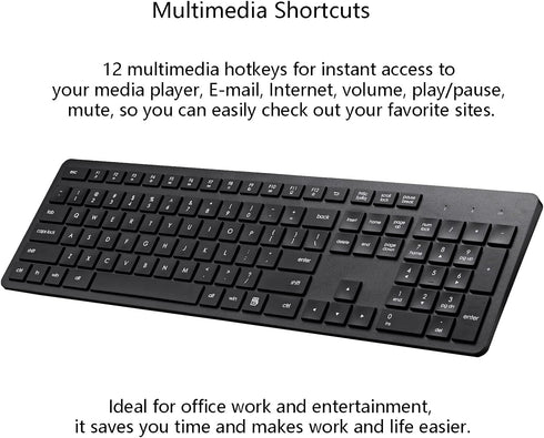 Wireless Keyboard, 2.4G USB External Silent Cordless Keyboard for Windows Chrome Laptop, Full Size with Number Pad
