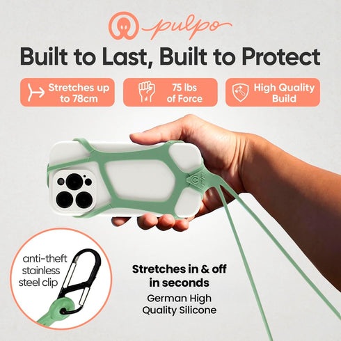 Pulpo Safety Phone Leash 6.1 6.8 Pulpo Safety Cell Phone Lanyard Green Fits Smartphones to - Anti Theft Phone Strap