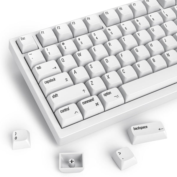 Guffercty kred 128 Keys Minimalist White Keycaps, XDA Profile Dye-sub PBT Keyboard Caps for 60% 65% 75% 96% Mechanical