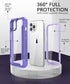ANSHOW iPhone 12/12 Pro Case, Rugged 360° Full Body with Built-in Screen Protector, Clear Hard PC & Purple Silicone