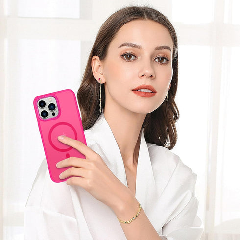 BENTOBEN iPhone 13 Pro Case - Hot Pink Translucent Matte, Slim Shockproof, Compatible with MagSafe, 6.1" Protective