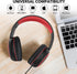 A10 On-Ear Headphones (Black) - Lightweight, Portable Wired Stereo Bass with Microphone & 1.5M No-Tangle Cord.