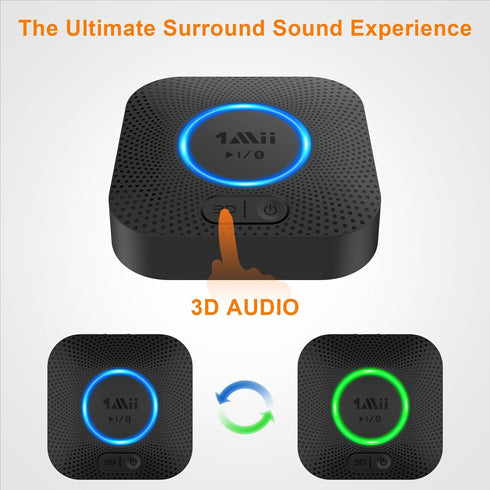 1Mii Bluetooth Receiver, HiFi Wireless Audio Adapter, Bluetooth 5.1 Receiver with 3D Surround, aptX HD, Low Latency for