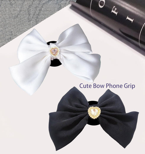 Miitoomo Cute Bow Phone Grip Stands Bling Love Diamond Charm Phonegrip Holder Universal Rotatable (Purple)