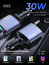 Topume 60W Fast Charging Retractable Car Charger, 2.9FT Cable for iPhone with Colorful Ambient Lighting, Galaxy