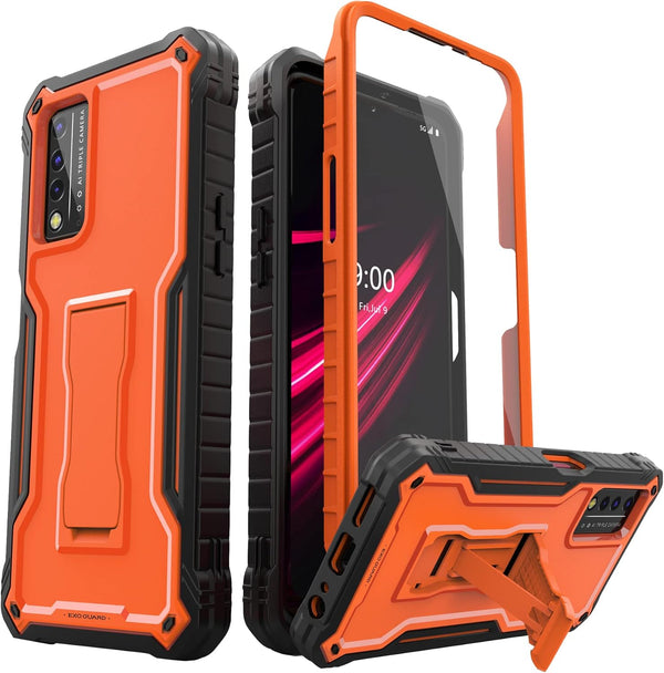 ExoGuard Case for T-Mobile REVVL V Plus 5G, Rubber Shockproof Full-Body Cover with Built-in Screen Protector - Orange