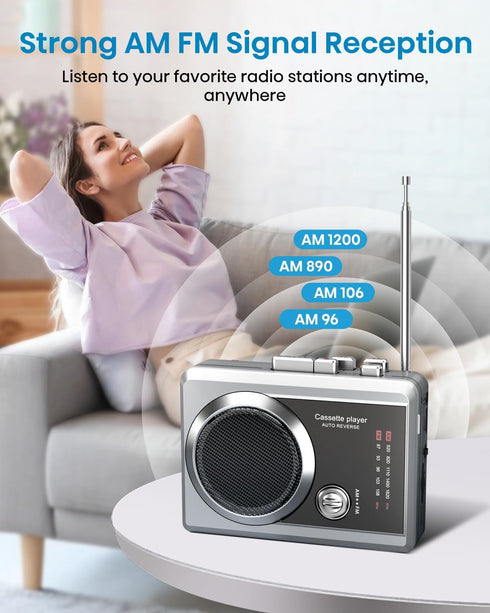 DIGITNOW Cassette Cassette Player Recorder, Retro AM/FM Radio, Portable Audio Player Speaker Device with Built