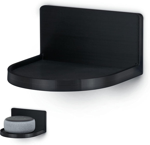 BRAINWAVZ Screwless Round Floating Shelf Mount for Cameras, Speakers, Plants, Easy to Install, 4.6 x 4.2 (Black)