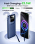 Crazywhale 22.5W 10000mAh Pack Portable Charger Power Bank with Built-in Type C Cables, Fast Charging Phone Charger