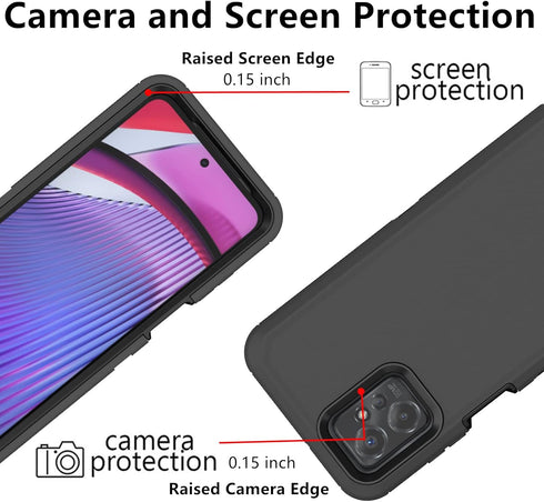 Motorola Moto G Power 5G 2023 Case, Defender Heavy Duty Shockproof Dustproof 3 in 1 Rugged Protective Cover (Black)