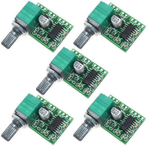 5pcs Mini PAM8403 DC 5V 2 Channel USB Digital Power Amplifier Board Module, 2 * 3W Volume Control