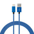 iPhone Charger Lightning Cable, 1 Pack 6 ft Blue/White Nylon Braided USB Charging High Speed Data Sync for iPhone