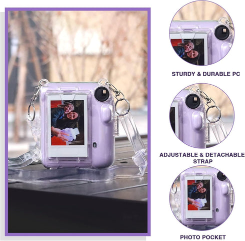Instant Mini 12 Clear Case for Fujifilm Instax Mini 12 Camera, Protective Case with Upgraded Back Pocket