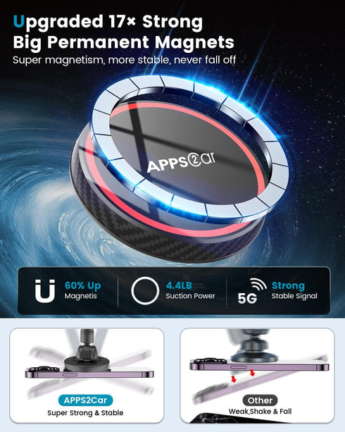 APPS2Car for MagSafe Car Mount Magnetic Phone Holder, Upgraded 13-Inch Long Arm Suction Cup for iPhone 15 Pro Max Plus