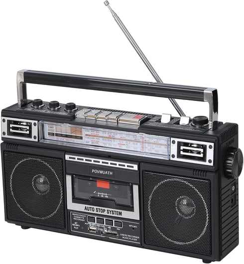 Portable Cassette Player Boombox AM/FM/SW1/SW2 Radio Tape Player Recorder with Bluetooth