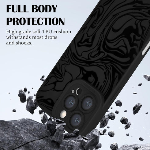 Newseego 16 16 for iPhone Pro Max Case, Cute Cool Black Marble Pattern Design Case for Women Girls Men Soft Slim TPU