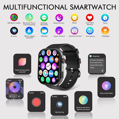 Smart Watch for Men Women (Answer/Make Call), 2.0" Fitness Tracker with 100+ Sport Modes, IP67 Waterproof