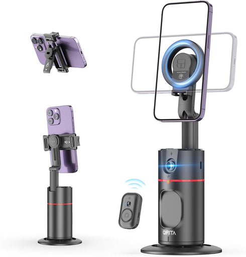 Auto Face Tracking Phone Holder, Magnetic Tripod with 360 Rotation & Remote, Smart Shooting Camera Mount for Live Video