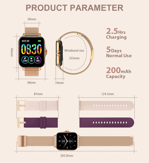 Iaret Smart Watch for Women, Fitness Tracker Waterproof Smartwatch for Android iOS Phones, 1.7" HD Full Touch Screen