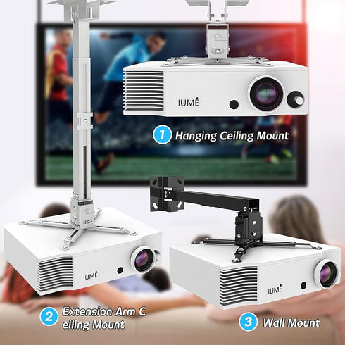 Projector Ceiling Mount, Universal Black Projector Mount Extendable Projector Stand Bracket Wall Mount Hanger Mounting for Most Projectors,Video by IUM