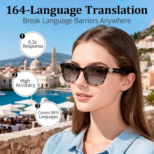 loangyunfone AI Smart Glasses with Real-Time Translation & Voice Assistant Bluetooth Sunglasses with Noise-Cancelling