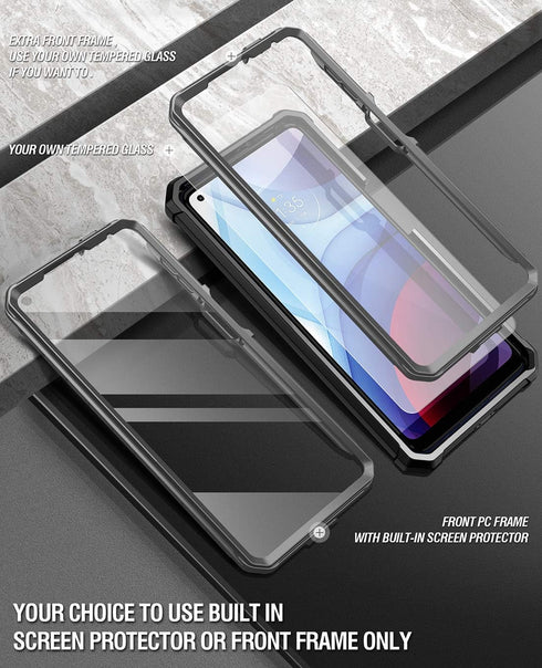 Poetic Guardian Case for Motorola Moto G Power (2021), Full-Body Hybrid Shockproof Bumper Cover, Black/Clear, 20FT