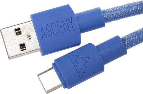 ASCENY Coiled & Double-Sleeved Mechanical Keyboard Cable for Type-C Mechanical Keyboards (Blue)