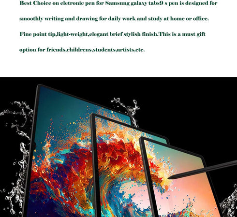 Samsung Galaxy Tab S9 Stylus Pen, Galaxy Tab S9 Plus, S9 Ultra S Pen, Tab S9+, Tab S9 Ultra, with Adaptors, Black