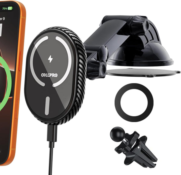 OHLPRO for iPhone 17 MagSafe Car Mount Charger, 15W Fast Wireless Charging Magnetic