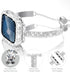 WINGLE Compatible with Apple Watch Bands 40mm for Women Series SE 6 5 4, Bling Diamond Slim Bracelet Dressy Fancy Band with 2 in 1 Waterproof Bling Case Lace Edge Screen Protector Face Cover, Silver