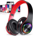 Shop Bluetooth Over Ear Headphones with LED Lights, Built-in Mic, Wireless HiFi Stereo, Bluetooth 5.0, Lightweight,