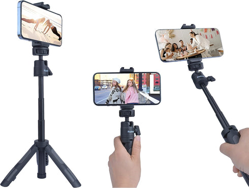 Phone Tripod Stand, Ruittos Vlogging Tripod, Selfie Stick for iPhone, Webcam, Portable Mini